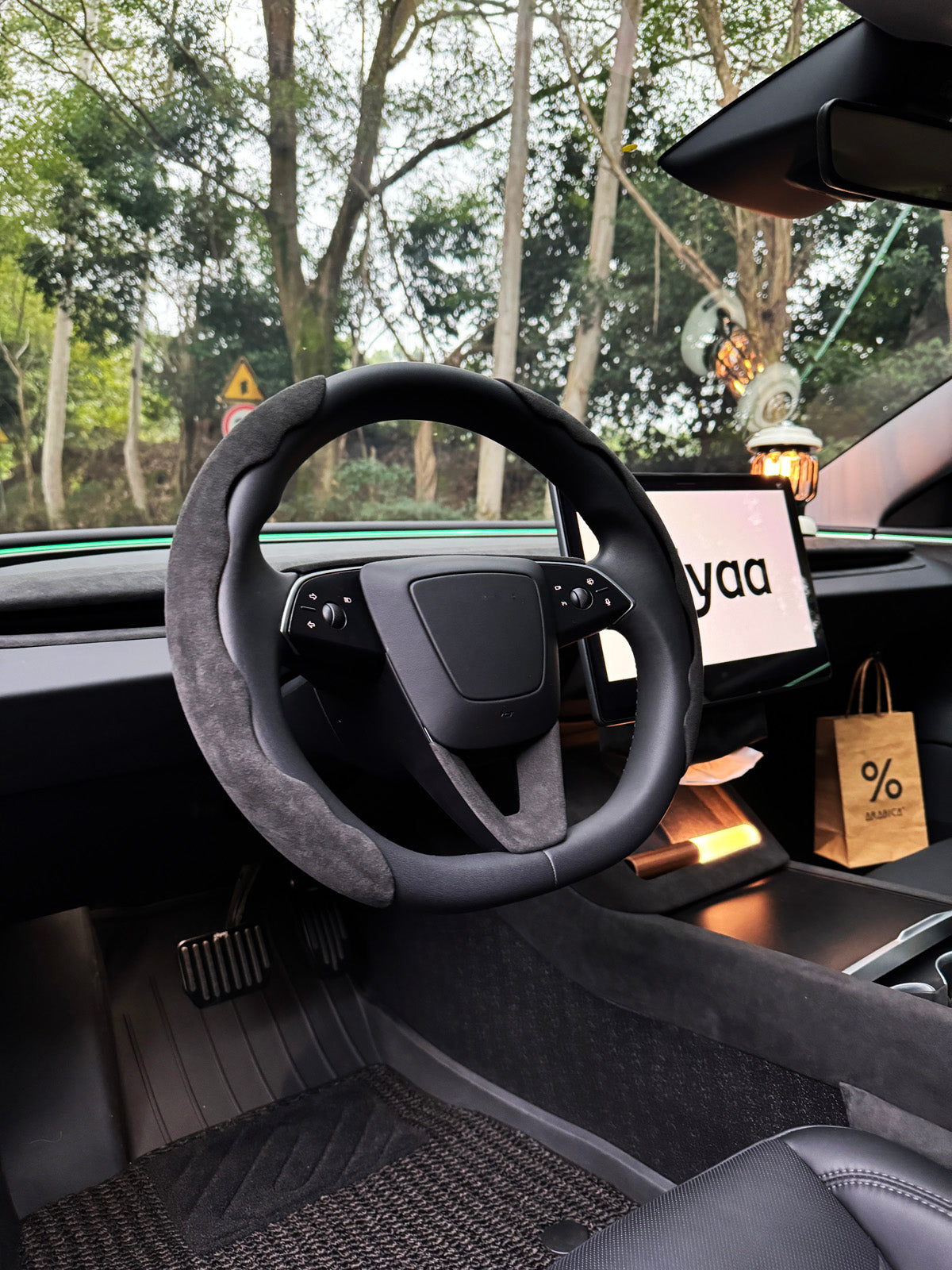 Alcantara Rear Air Outlet Cover Sticker for Tesla Model Y Juniper 2025