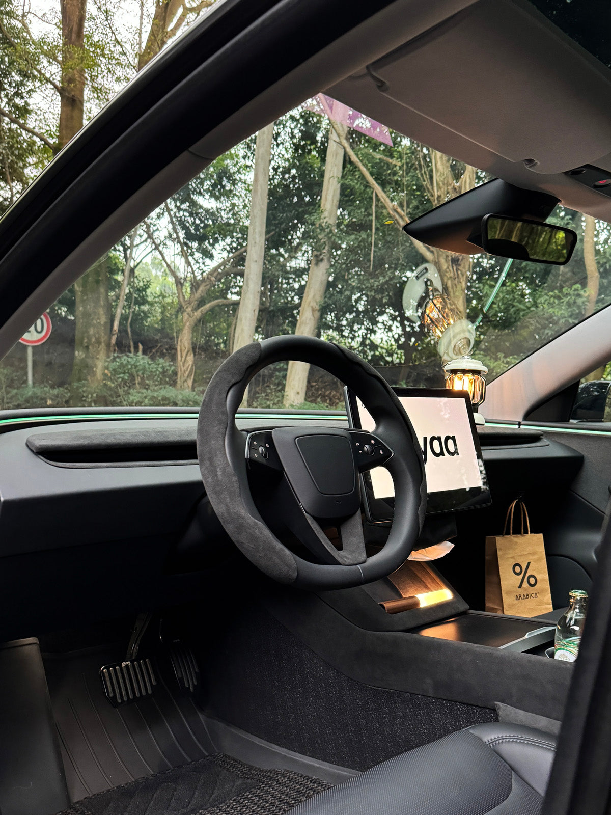 Alcantara Center Console Side Trim for Tesla Model Y Juniper 2025