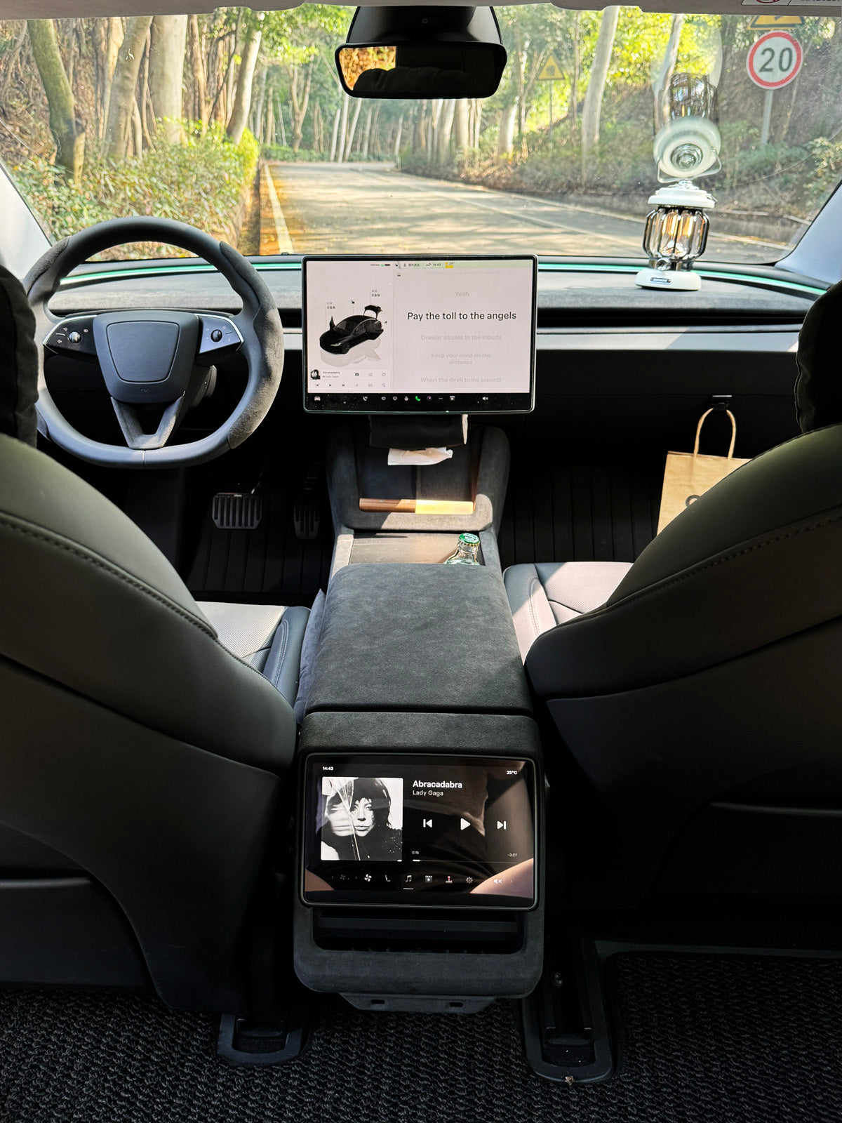 Alcantara Wireless Charging Panel Frame for Tesla Model Y Juniper 2025