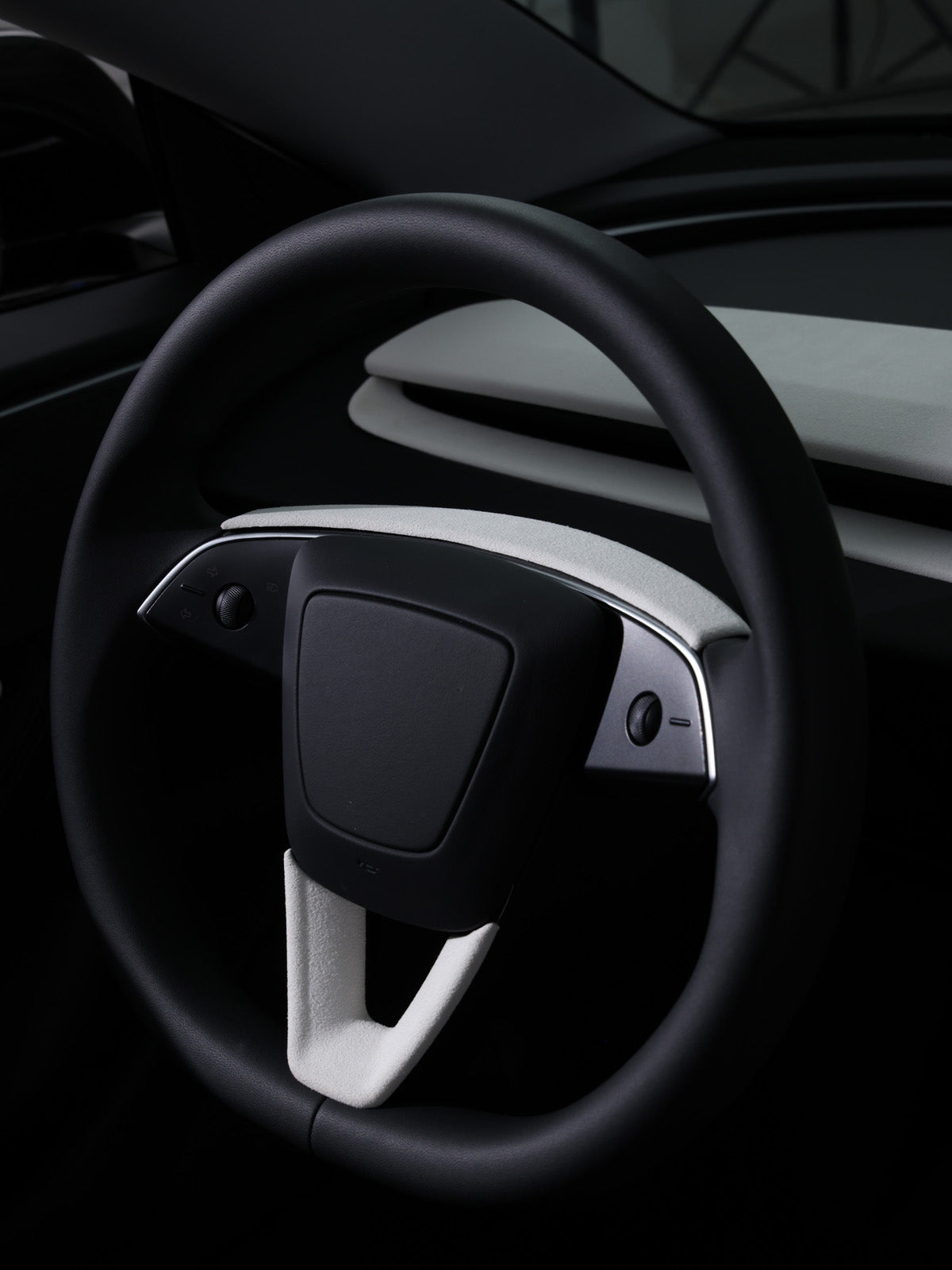 CiyaSuede Steering Wheel Upper Trim for Tesla Model Y Juniper 2025